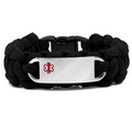 Kids Medical Alert Black Paracord Bracelet & Steel Tag XS